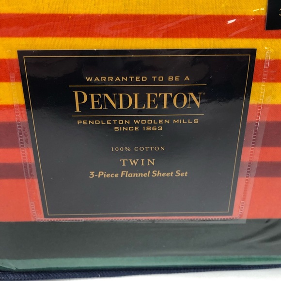 Pendleton 100% Cotton Flannel 3 pc Twin Sheet Set Striped NWT - Picture 2 of 8